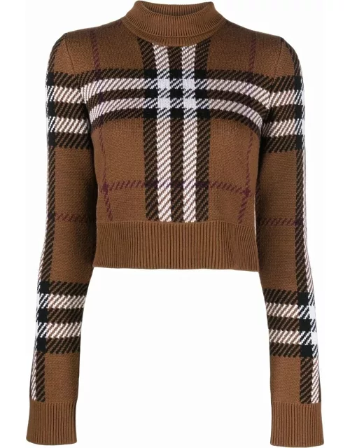 Burberry Exaggerated Check cropped jumper