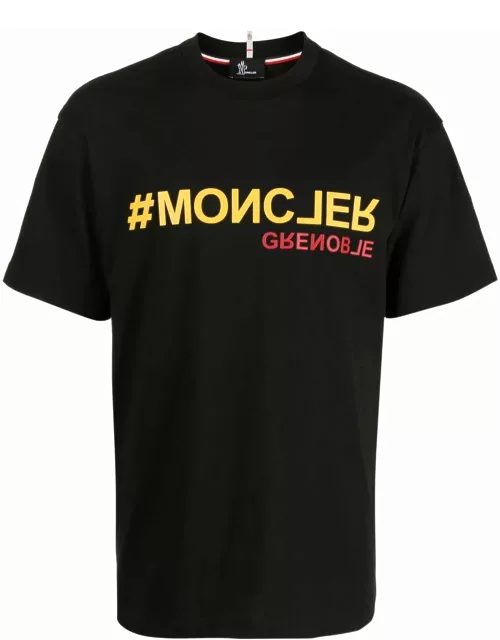 MONCLER GRENOBLE Hashtag Logo Print T-Shirt Black/Yellow