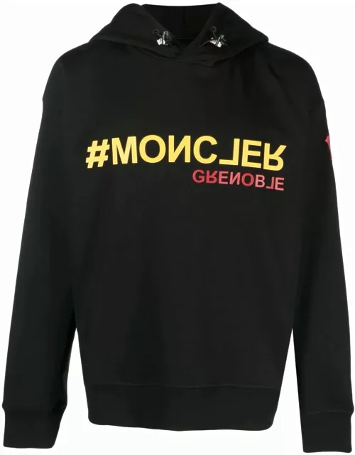 MONCLER GRENOBLE Hashtag Logo Print Hoodie Black/Yellow