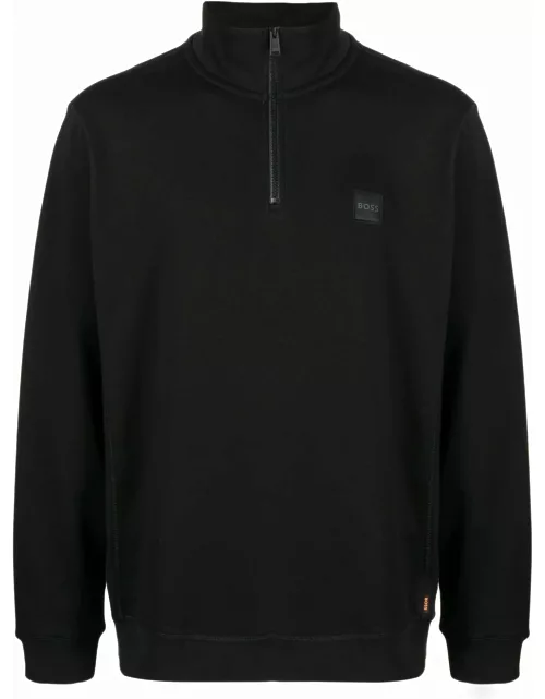 BOSS High-neck Half-zip Sweatshirt Black