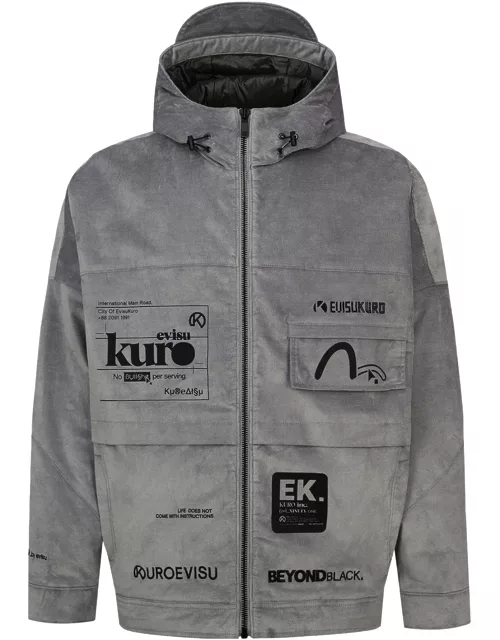 Kamon and Logo Patch Hooded Jacket