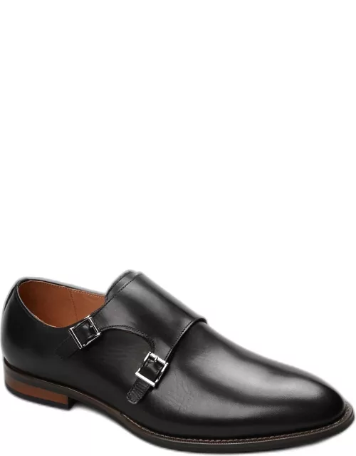 Men's Joseph Abboud Colorado Plain Toe Double Monk Dress Shoes, Black, 9 D Width