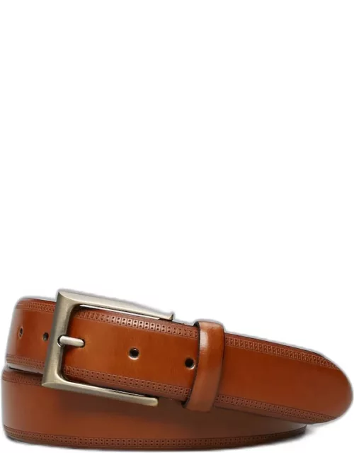 JoS. A. Bank Men's Dotted Pattern Edge Leather Belt, Cognac