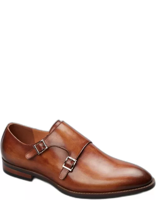 Men's Joseph Abboud Colorado Plain Toe Double Monk Dress Shoes, Tan, 9 D Width