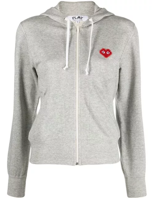 Comme Des Garçons Play embroidered heart zipped hoodie