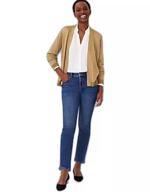Ann Taylor Sculpting Pocket Mid Rise Tapered Jeans in Classic Indigo Wash