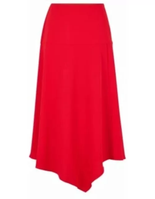 A-line skirt in crinkle crepe with asymmetric hem- Red Women's A-Line Skirt