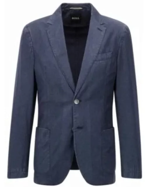 Slim-fit single-breasted jacket in virgin wool- Dark Blue Men's Sport Coat