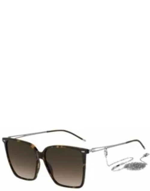 Havana-acetate sunglasses with silver-tone chain Women's Eyewear