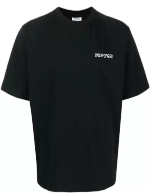 MARCELO BURLON Tempera Cross Over Loose-Fit T-Shirt Black/White