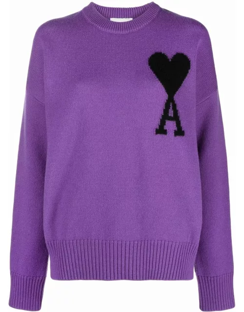 AMI PARIS Ami De Coeur Unisex Crewneck Sweatshirt Purple/Black
