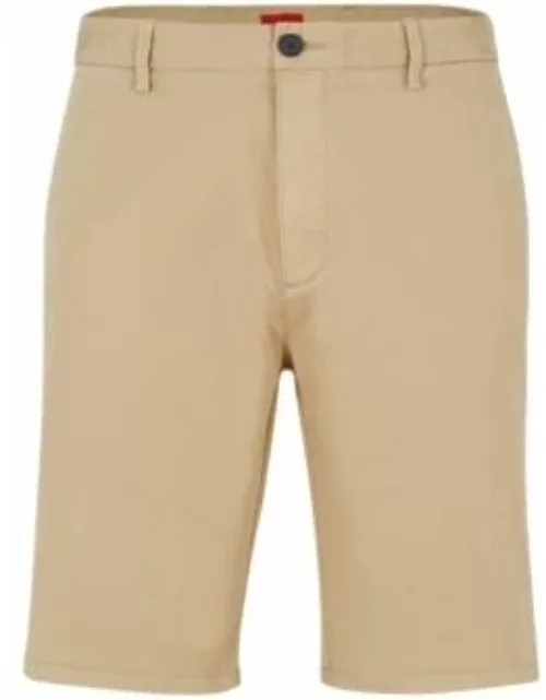 Slim-fit chino shorts in stretch-cotton gabardine- Beige Men's Short