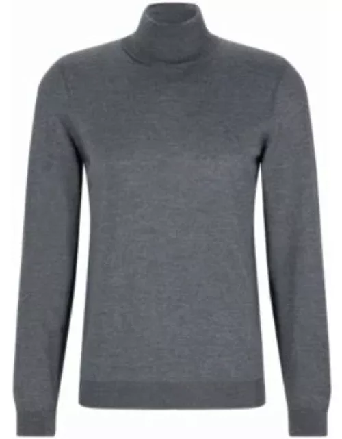 Slim-fit rollneck sweater in wool- Grey Men's Sweater