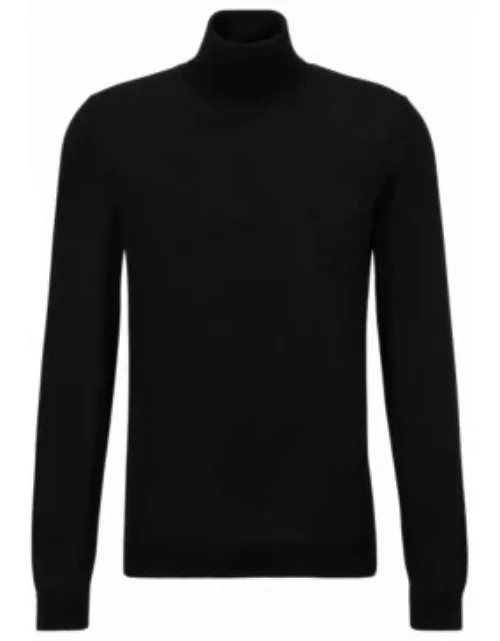 Slim-fit rollneck sweater in wool- Black Men's Sweater