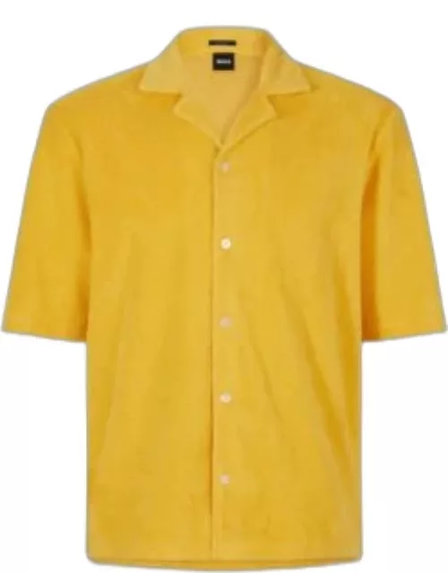 Regular-fit shirt in cotton-blend toweling- Light Yellow Men's Casual Shirt