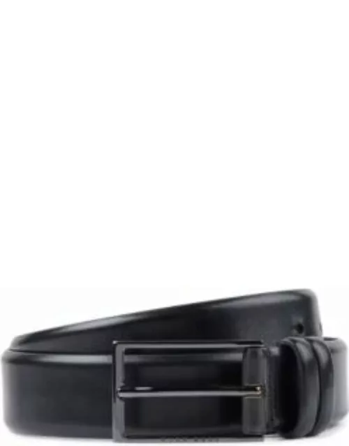 Vegetable-tanned leather belt with gunmetal hardware- Black Men's Business Belt