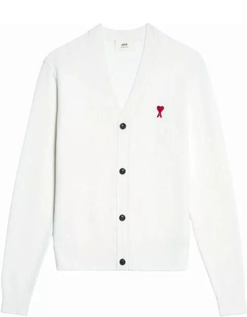 AMI PARIS Ami De Coeur Logo Knitted Cardigan Off-White