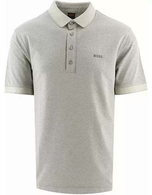 BOSS Pestructured Polo Shirt Light Grey