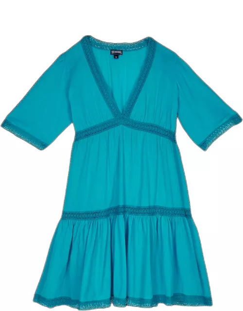 Women Cotton Mid-length Dress - Dress - Louka - Blue