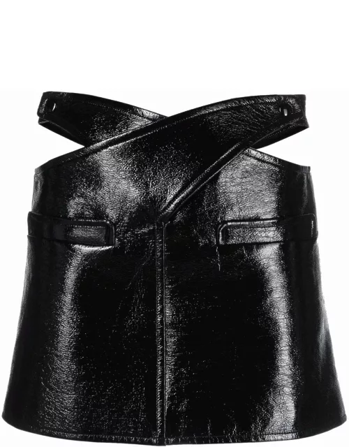 COURRÈGES WOMEN Faux Leather Cut Out Skirt Black