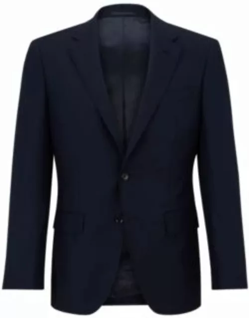 Single-breasted jacket in stretch wool- Dark Blue Men's Sport Coat