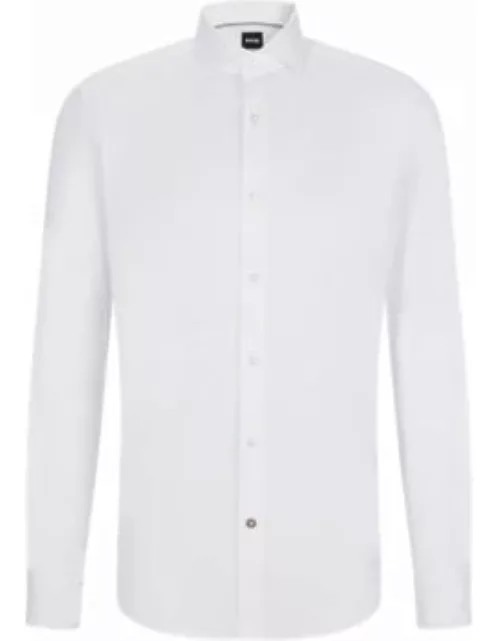 Regular-fit shirt in stretch-cotton twill- White Men's Shirt