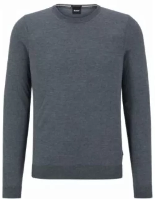 Slim-fit sweater in virgin wool with crew neckline- Grey Men's Sweater