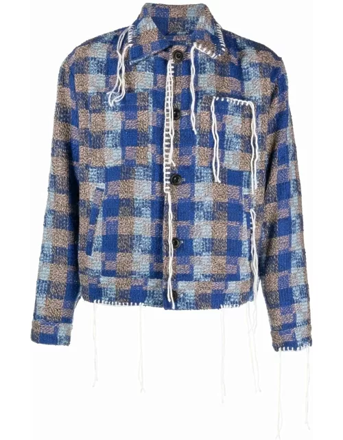 Andersson Bell checked fringe-detail shirt jacket