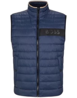 Water-repellent padded gilet with 3D logo tape- Dark Blue Men's Casual Jacket