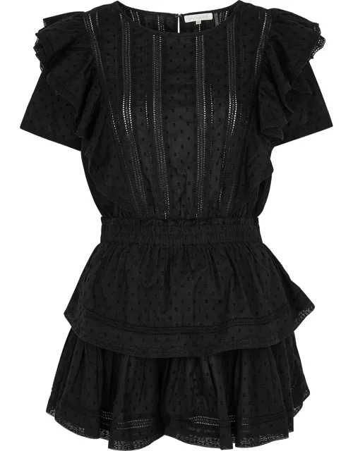 LoveShackFancy Natasha Black Cotton Mini Dress