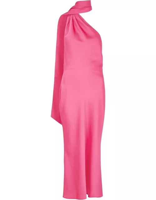 Misha Vivica One-shoulder Satin Midi Dress - Pink