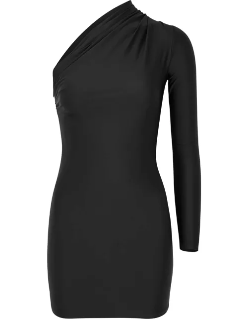 Balenciaga One-shoulder Stretch-jersey Mini Dress - Black