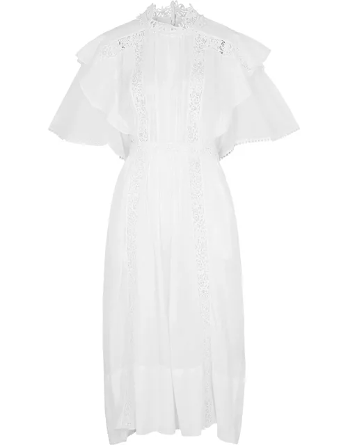 Isabel Marant Étoile Galina Lace-trimmed Cotton-blend Midi Dress - White