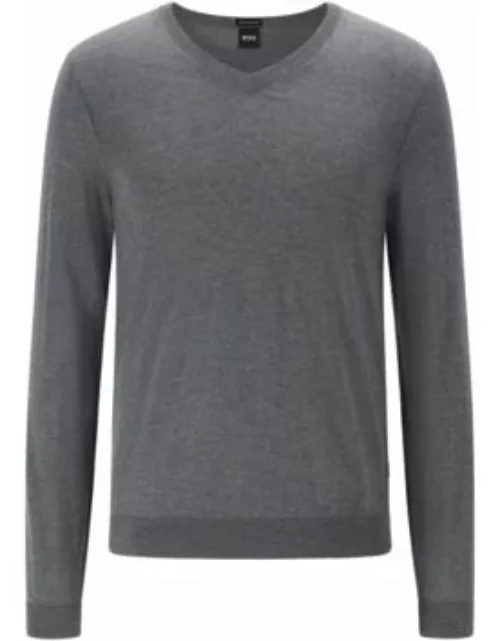 V-neck sweater in mulesing-free wool- Grey Men's Sweater
