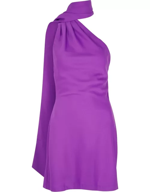 Misha Lillin One-shoulder Satin Mini Dress - Violet