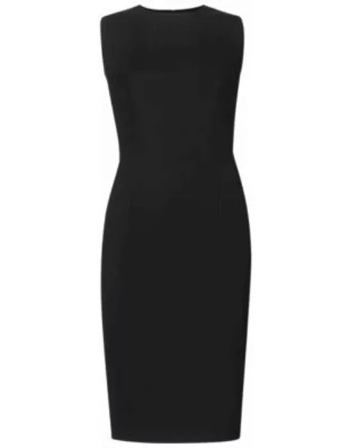 Sleeveless shift dress in Italian stretch wool- Black Women's Shift Dresse