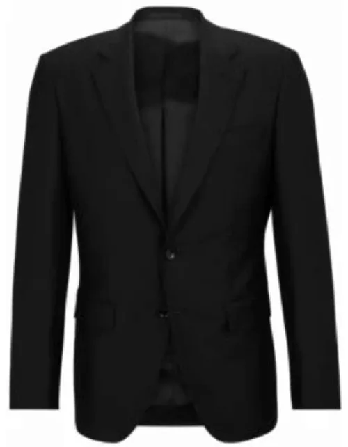 Single-breasted jacket in stretch wool- Black Men's Sport Coat