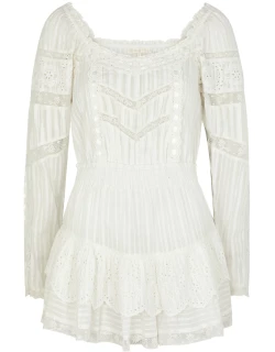 LoveShackFancy Sanaya Ruffled Cotton Mini Dress - White