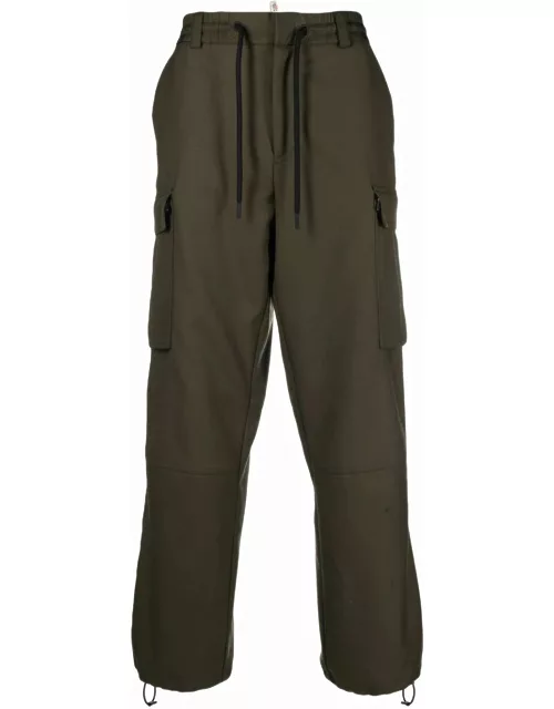 MONCLER GRENOBLE Wool Twill Trousers Green