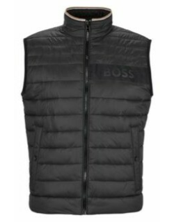 Water-repellent padded gilet with 3D logo tape- Black Men's Casual Jacket