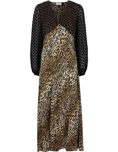 Rixo Melanie Printed Silk Midi Dress - Leopard