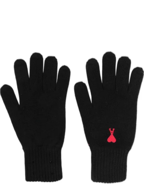 AMI PARIS Ami De Coeur Logo Gloves Black/Red
