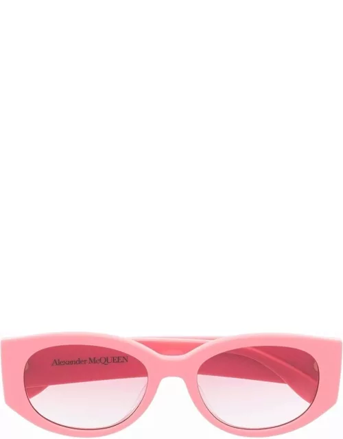 ALEXANDER MCQUEEN WOMEN Graffiti oval frame sunglasses Pink