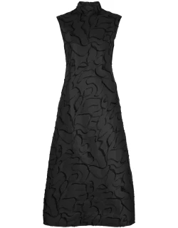 Stine Goya Jaxie Textured Satin Midi Dress - Black