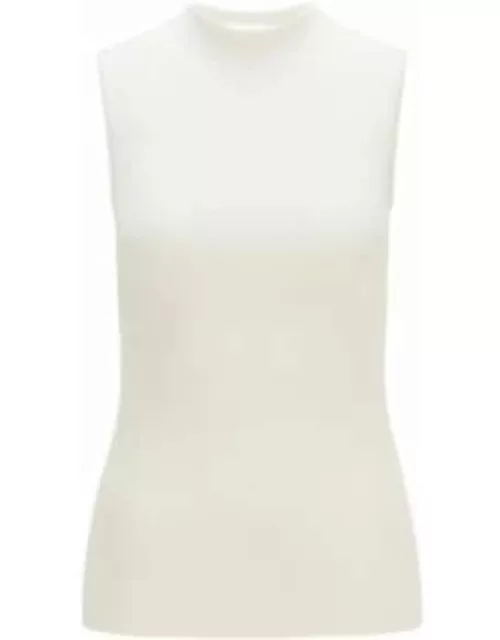 Sleeveless slim-fit top with mock neckline- White Women's Exclusive