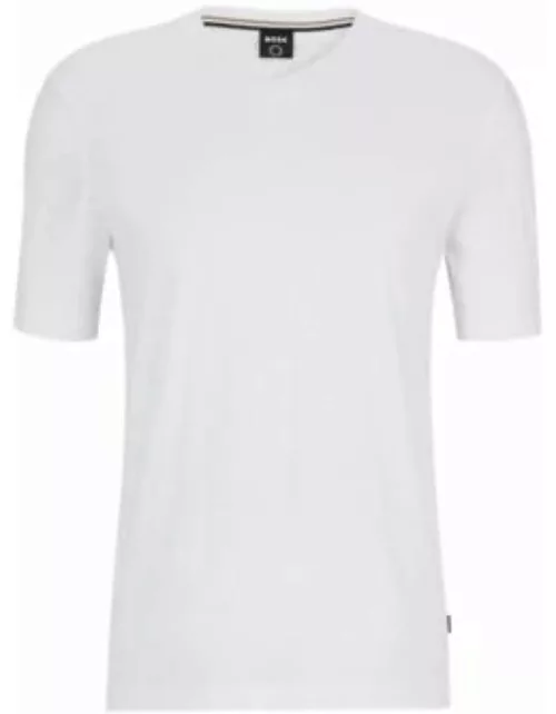 V-neck T-shirt in mercerized cotton- White Men's T-Shirt