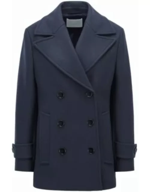 Double-breasted pea coat in a wool blend- Dark Blue Women's Formal Coat