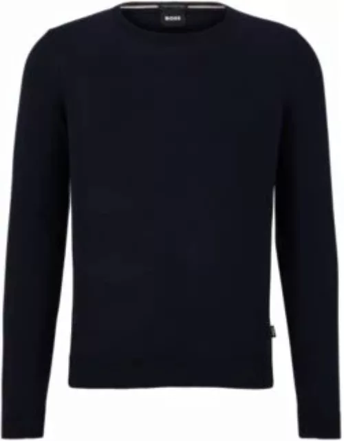 Slim-fit sweater in virgin wool with crew neckline- Dark Blue Men's Sweater