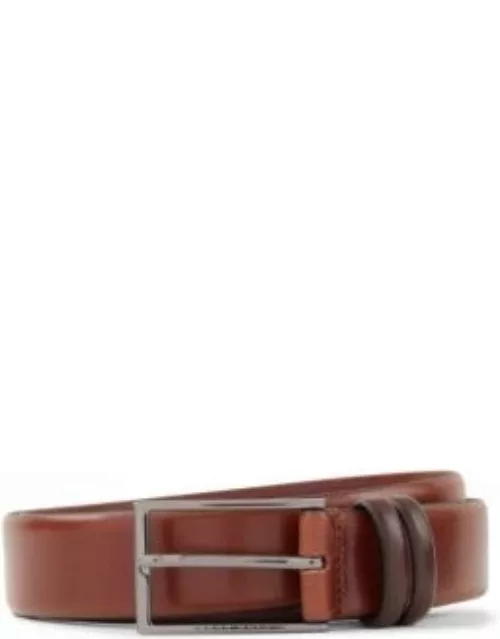 Vegetable-tanned leather belt with gunmetal hardware- Brown Men's Business Belt