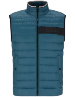 Water-repellent padded gilet with 3D logo tape- Turquoise Men's Casual Jacket